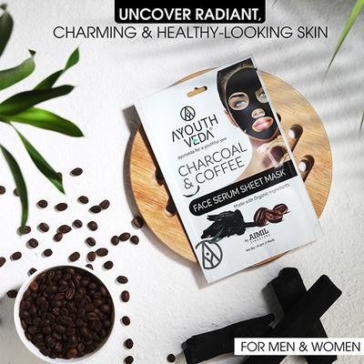 Ayouthveda Charcoal & Coffee Face Serum Sheet Mask 20 gm - Face Mask