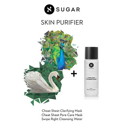 SUGAR Cosmetics Skin Purifier (Pack Of 2 + Cleansing Water) 25 gm - Sheet Masks