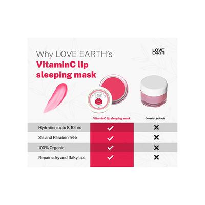 Love Earth Lip Sleeping Mask with Vitamin C & Essential Oils for Soft, Long-Losting, Moisturised & Supple Lips 8 gm - Lip Mask