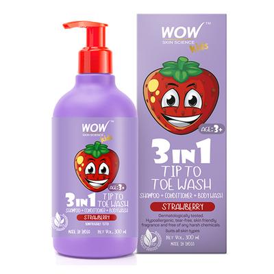 Wow Life Science Kids 3 in 1 Tip to Toe Wash - Strawberry 300 ml - Baby Body Wash