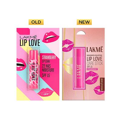 Lakme Lip Love Strawberry Lip Care 22 Hrs Moisture SPF 15 4.5gm - Lipsticks