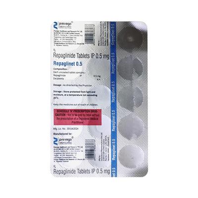 REPAGLINET 0.5 Tablet 15's - Diabetes-Ant