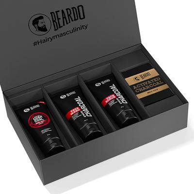 Beardo Charcoal 4-In-1 Combo (Charcoal Face Wash 50gm, Charcoal Face Scrub 50gm, Charcoal Peeloff Mask 50gm and Beardo Activated Charcoal Brick Soap 125gm) 1's - Facial Kits