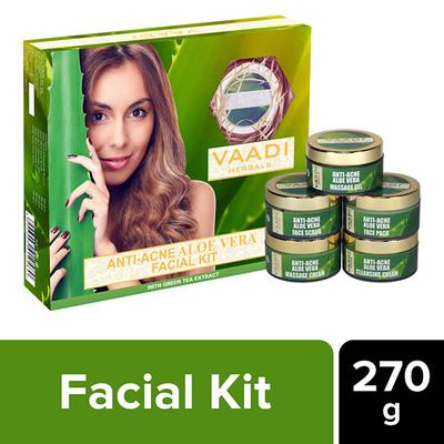 Vaadi Herbals Anti-Acne Aloe Vera Facial Kit with Green Tea Extract 270 gm - Facial Kits