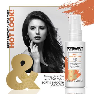 Toni&GuyHeat Protection Mist Hair Spray, Protects Against Heat Styling Up To 230 Degrees 75 ml - Hair Sprays & Mists