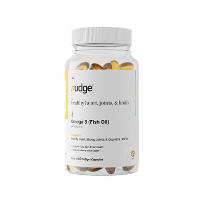 Nudge Wellness Omega 3 Fish Oil Softgel Capsules for Healthy Heart, Joints & Brain 60's - Omega Fish Oil Fatty Acids