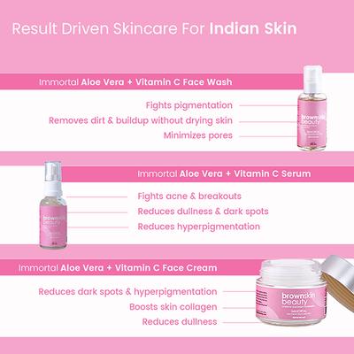 BrownSkin Beauty Immortal Aloe Face Cream and Facewash and Serum Combo 2's - Face Washes