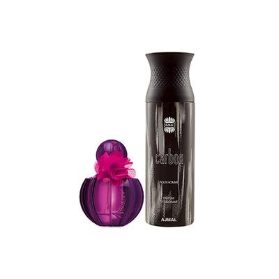 Ajmal Senora EDP Floral Spicy Perfume And Carbon Homme Deodorant Citrus Spicy Fragrance 275 ml - Perfumes (Edt/Edp)