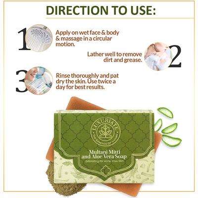Luxuriate Multani Mitti and Aloe Vera Exfoliating for Acne Free Skin 125 gm - Soaps