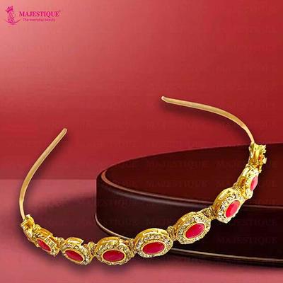 Majestique Kundan Hair Band Sheeshphool Mathapatti, Headband Fusion Ethnic Accessory 1's - Hair Clips/Bands