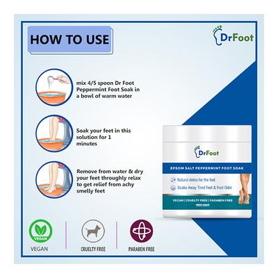 Dr Foot Epsom Salt Peppermint Foot Soak 200 gm - Foot Creams & Lotions