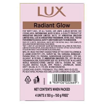 Lux Radiant Glow Vitamin C + E Soap - Rose (Buy 4 Get 1 Free) 150 g - Soaps