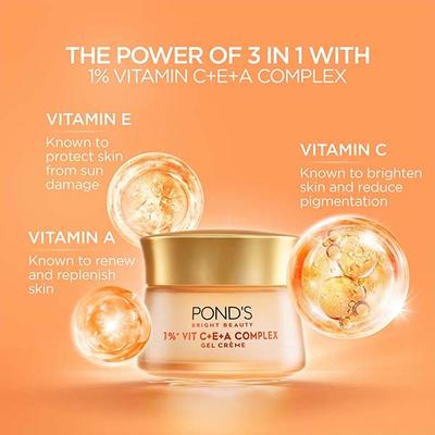 Pond's Bright Beauty 1% Vit C + E + A Gel Creme 50 g - Face Moisturizers