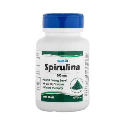 Healthvit Spirulina SuperFood 500 mg- Capsules 60's - Herbal Dietary Supplement