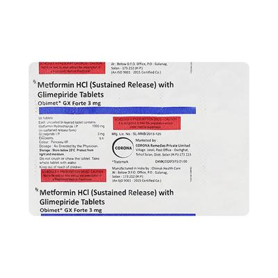 OBIMET GX3 FORTE Tablet 10's - Diabetes-Ant