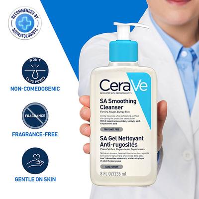 CeraVe SA Smoothing Cleanser For Dry, Rough & Bumpy Skin, Face wash with Salicylic Acid & Ceramides 236 ml - Face Washes
