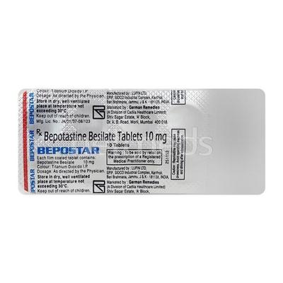 Bepostar 10mg Tablet 10'S - Eye conditions-Oph