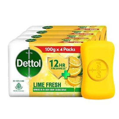 Dettol Soap - Lime Fresh (Pack Of 4 X 100 g) - Soaps