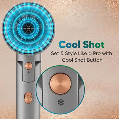 Vega Hair Dryer For Men & Women With Ionic Technology & Cool Shot Button, 1400 Watts, (VHDH-28), Grey 1's - Hair Dryers