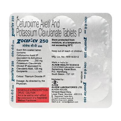 Zocef CV 250mg Tablet 6'S - Bacterial Infections-Cep