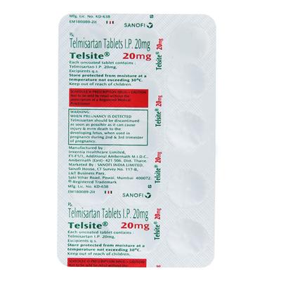 Telsite 20mg Tablet 15'S - Hypertension-Ang