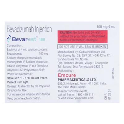 Bevarest 100mg Injection 1'S - Cancer Oncology-Tar
