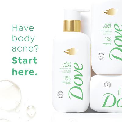 Dove 1% Salicylic Acid Formula Acne Clear Serum Body Wash, 300 ml - Shower Gels & Body Wash