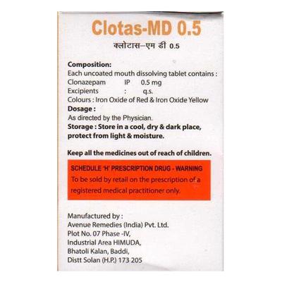 CLOTAS MD 0.5 Tablet 15's - Anxiety-Anx