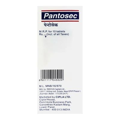 Pantosec 40mg Tablet 10'S - Ulcer/Reflux/Flatulence-Aaa