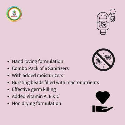 Bloomsberry Hand Sanitizer Combo Pack 30 ml (Bubble Kiss + Crispy Air + Enchanted + Winter Glow + Green Apple + Lavendar) - Hand Sanitizer