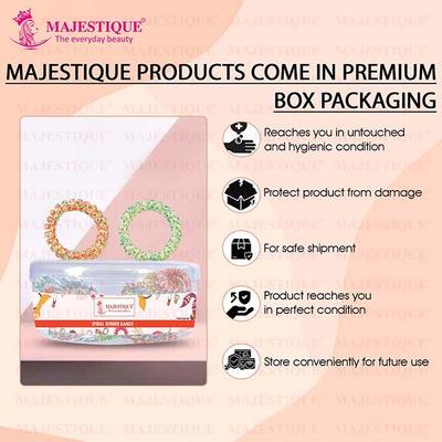 Majestique Spiral Hair Ties For Thick Hair Elastic No Crease Hair Coils Waterproof Ponytail Holders - Multicolor 5's - Hair Clips/Bands