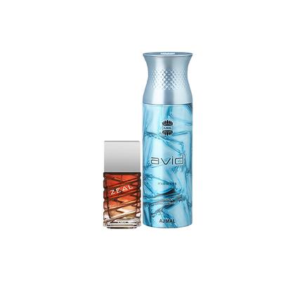 Ajmal Zeal EDP Aquatic Woody Perfume And Avid Homme Deodorant Aquatic Woody Fragrance 300 ml - Men Perfumes (Edt/Edp)