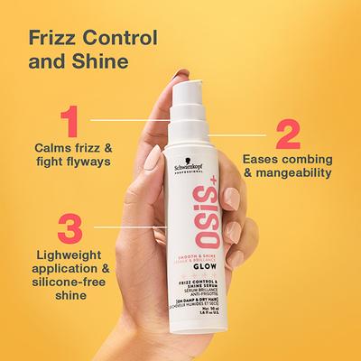 Schwarzkopf Professional OSiS+ Glow Anti-Frizz Shine Serum for Frizz Reduction and Shine, Vegan, Leave-In Hair serum, Silicon free 50 ml - Hair Serums