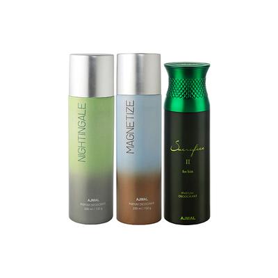 Ajmal Nightingale And Magnetize For Men & Women And Sacrifice II For Him Deodorants Pack of 3 200 ml - Deodorants/Roll-Ons