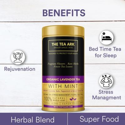 The Tea Ark Organic Lavender Tea - Mint 50 gm (Tin) - Green/Herbal Teas