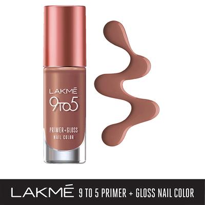 Lakme 9To5 Primer + Gloss Nail Colour Simply Nude 6 Ml - Nail Polish