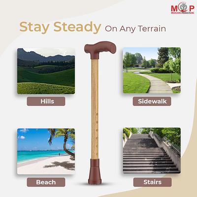 Paxmax Height Adjustable Wooden Coating Walking Stick - Walker & Walking Stick