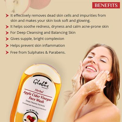 Globus Remedies Apple Cider Vinegar Face Wash for Deep Cleansing 100 ml - Face Washes