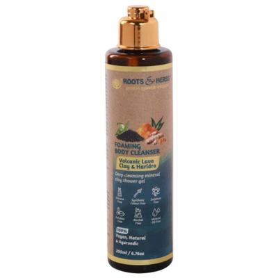 Roots & Herbs Foaming Body Cleanser - Volcanic Lava Clay & Haridra 200 ml - Shower Gels & Body Wash
