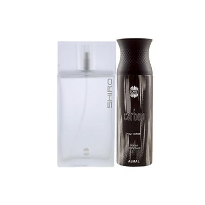 Ajmal Shiro EDP Citrus Spicy Perfume And Carbon Homme Deodorant Citrus Spicy Fragrance 290 ml - Men Perfumes (Edt/Edp)