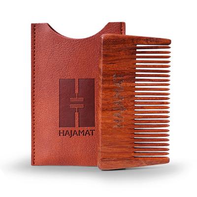 Hajamat Pocket Sized Sheesham Wood Beard Comb with Faux Leather Carry Pouch 1's - Beard Comb