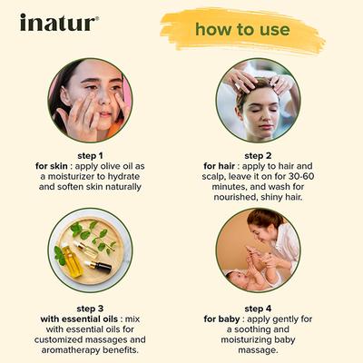 Inatur Cold Pressed - Olive Oil Pure& Natural 100Ml - Massage Oils