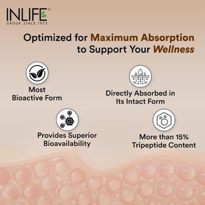 INLIFE Hydrolyzed Fish Collagen Powder - Orange Flavour 200 gm - Hair & Skin