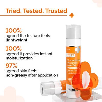The Derma Co. 1 Percent Hyaluronic Sunscreen Aqua Gel For Broad Spectrum & Blue Light Protection SPF 50 PA++++ 50gm - Face Sunscreen