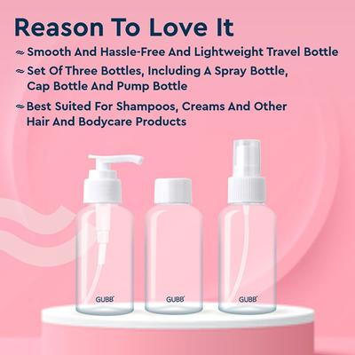 Gubb Travel Bottle Set and Cotton Pads Non Woven Combo 100 gm - Others