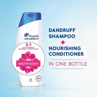 Head & Shoulders 2-in-1 Smooth and Silky Anti Dandruff Shampoo + Conditioner 180 gm - Shampoos
