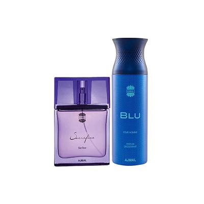 Ajmal Sacrifice For Her EDP Floral Musky Perfume And Blu Homme Deodorant Aquatic Woody Fragrance 250 ml - Perfumes (Edt/Edp)