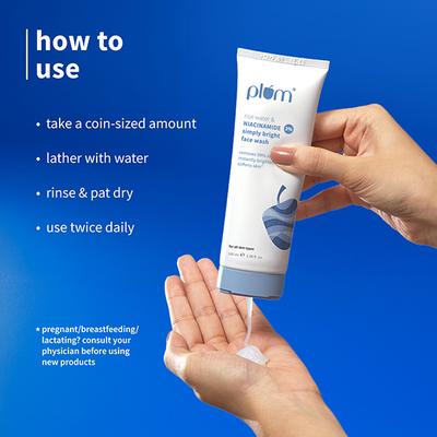 Plum Bright 2% Niacinamide Face Wash with Rice Water Brightens Skin, Helps Fade Blemishes 100 ml - Face Sunscreen