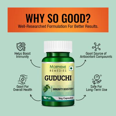 Morpheme Remedies Guduchi (Tinospora Cordifolia) 500mg Extract Veg Capsule 60's - Herbal Dietary Supplement