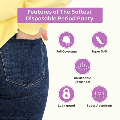 LAIQA Period Panties for Women - Free Size Leak Proof Protection for Periods Heavy Flow Disposable Period Panty for 360 Protection Ultra-Absorbent Overnight Napkins 4's - Others